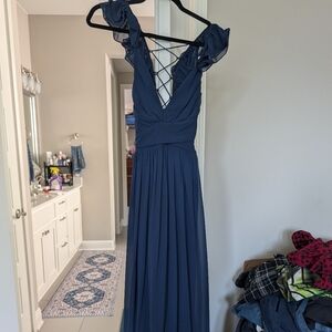 Lulu's Deep Blue Backless Dress